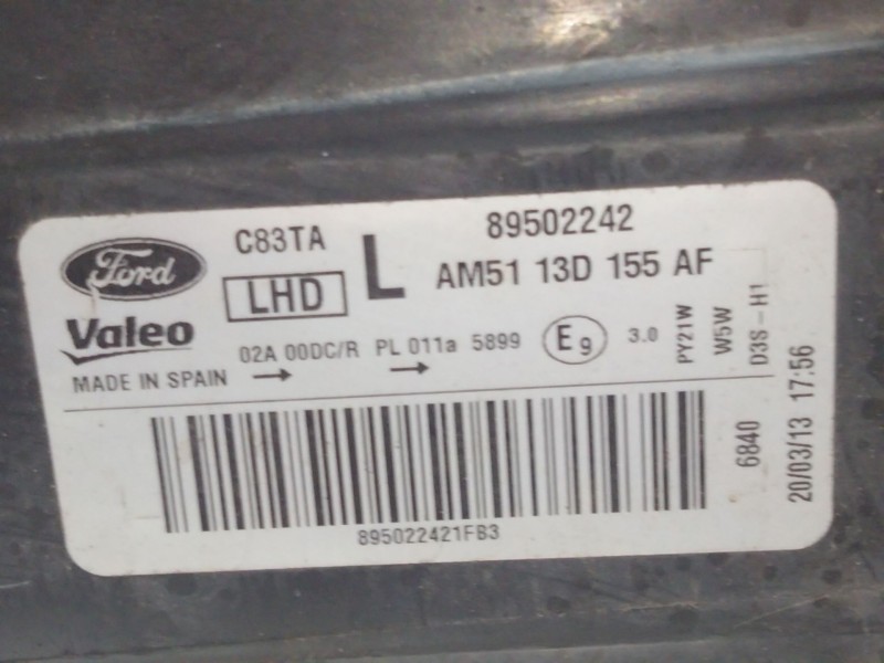 Recambio de faro izquierdo para ford c-max ii (dxa/cb7, dxa/ceu) 1.6 ti referencia OEM IAM AM5113D155AF  