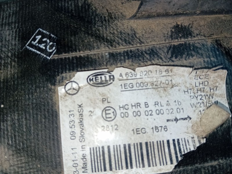 Recambio de faro izquierdo para mercedes-benz vito / mixto furgón (w639) 113 cdi (639.601, 639.603, 639.605) referencia OEM IAM 