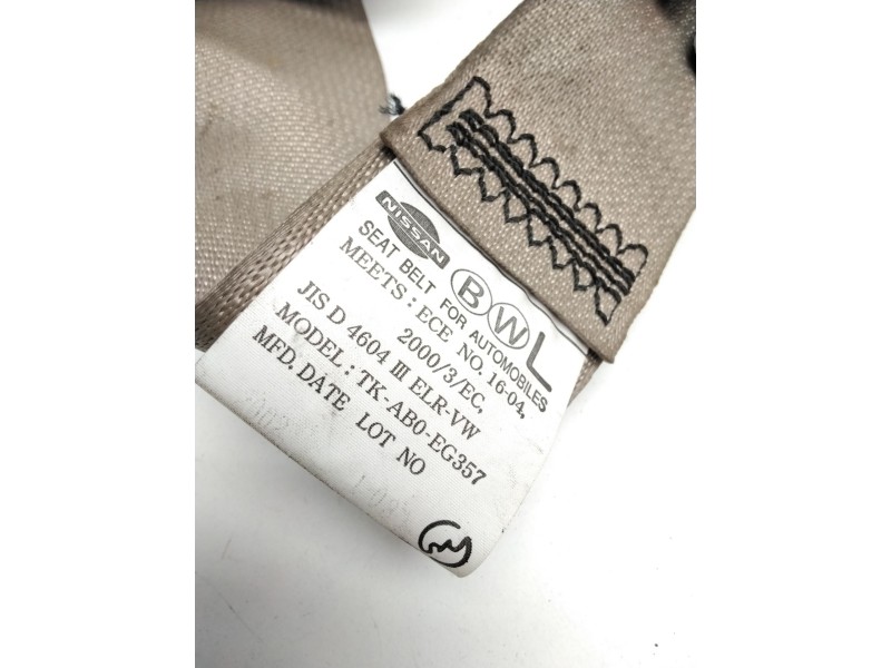 Recambio de cinturon seguridad trasero izquierdo para nissan patrol gr iv (y60, gr) 4.2 d (y60gr) referencia OEM IAM TKAB0EG357 