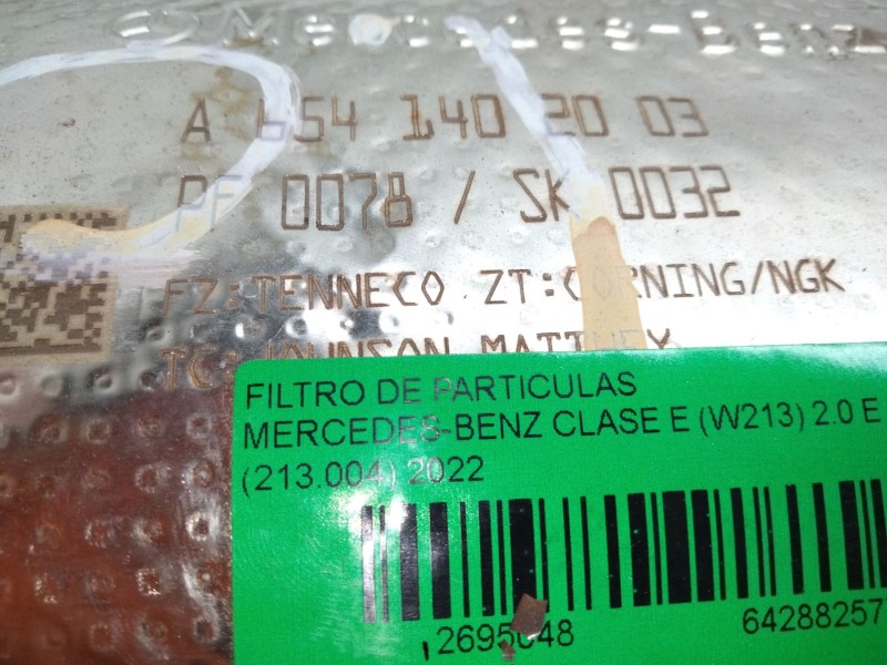 Recambio de filtro de particulas para mercedes-benz clase e (w213) 2.0 e 220 d (213.004) referencia OEM IAM   