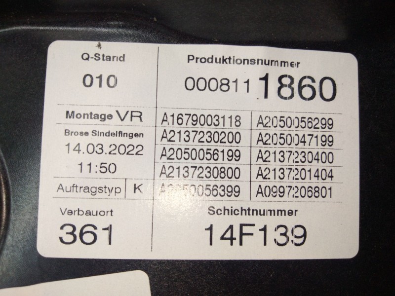 Recambio de elevalunas delantero derecho para mercedes-benz clase e (w213) 2.0 e 220 d (213.004) referencia OEM IAM A1679003118 