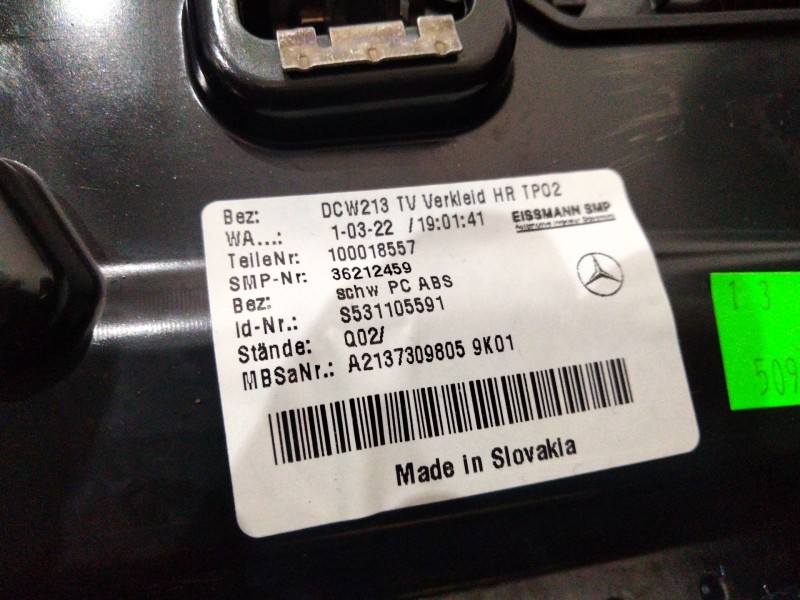 Recambio de guarnecido puerta trasera derecha para mercedes-benz clase e (w213) 2.0 e 220 d (213.004) referencia OEM IAM A213730