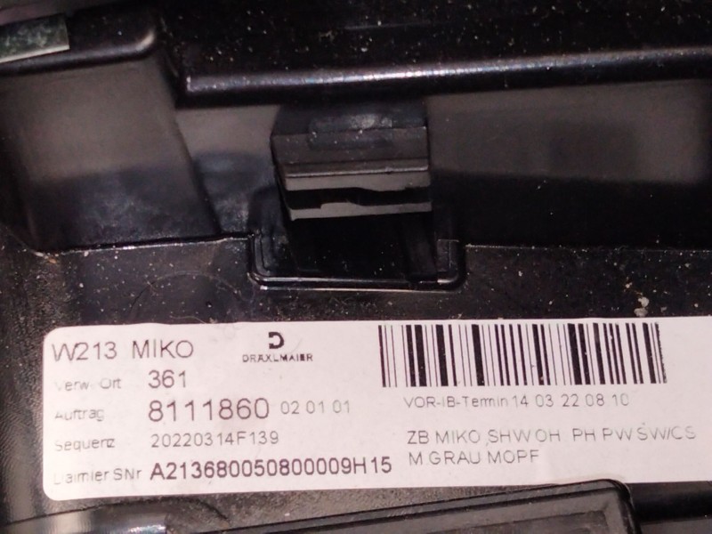 Recambio de consola central para mercedes-benz clase e (w213) 2.0 e 220 d (213.004) referencia OEM IAM   