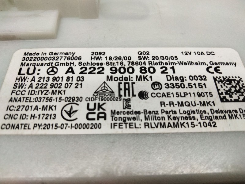 Recambio de unidad de control para mercedes-benz clase e (w213) 2.0 e 220 d (213.004) referencia OEM IAM A2229098021  