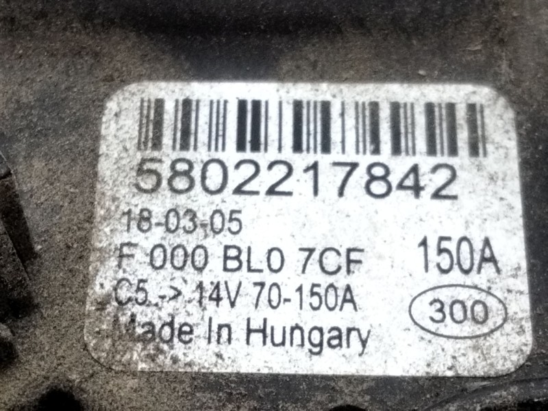 Recambio de alternador para iveco daily vi furgón 33s16, 35s16, 35c16, 40c16, 50c16 referencia OEM IAM 5802217842  