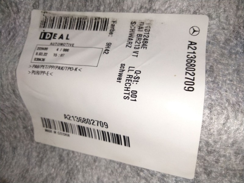 Recambio de alfombra para mercedes-benz clase e (w213) 2.0 e 220 d (213.004) referencia OEM IAM   