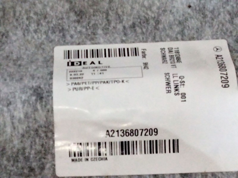 Recambio de alfombra para mercedes-benz clase e (w213) 2.0 e 220 d (213.004) referencia OEM IAM   