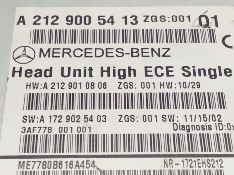 Recambio de sistema audio / radio cd para mercedes-benz clase e (w212) e 350 cdi (212.023) referencia OEM IAM A2129005413  