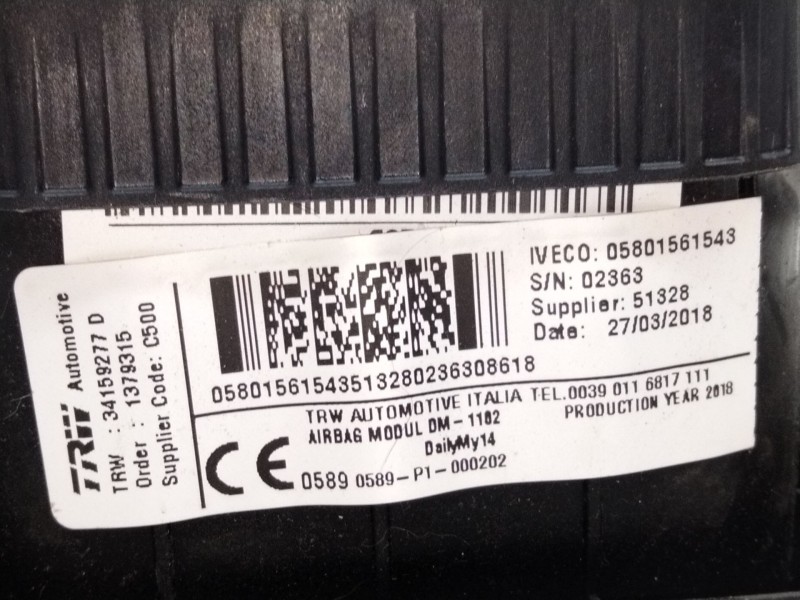 Recambio de airbag delantero izquierdo para iveco daily vi furgón 33s16, 35s16, 35c16, 40c16, 50c16 referencia OEM IAM   