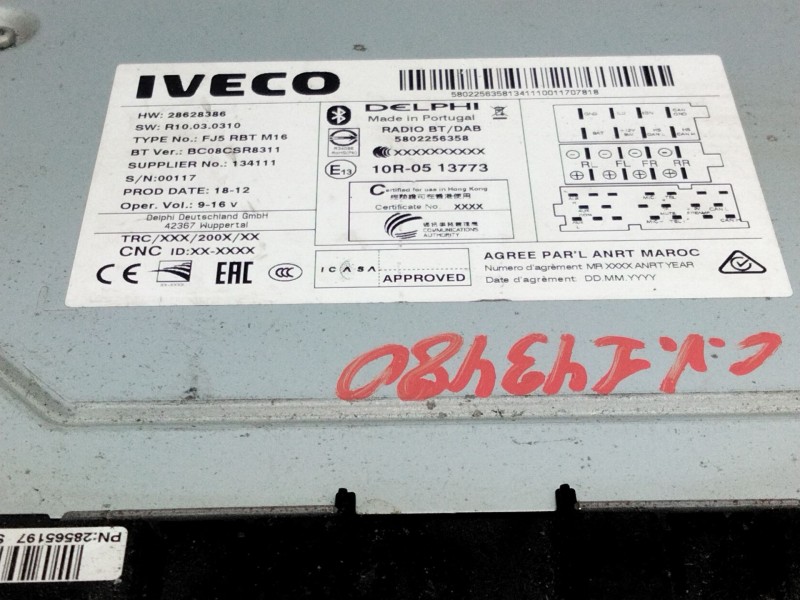Recambio de sistema audio / radio cd para iveco daily vi furgón 33s16, 35s16, 35c16, 40c16, 50c16 referencia OEM IAM   