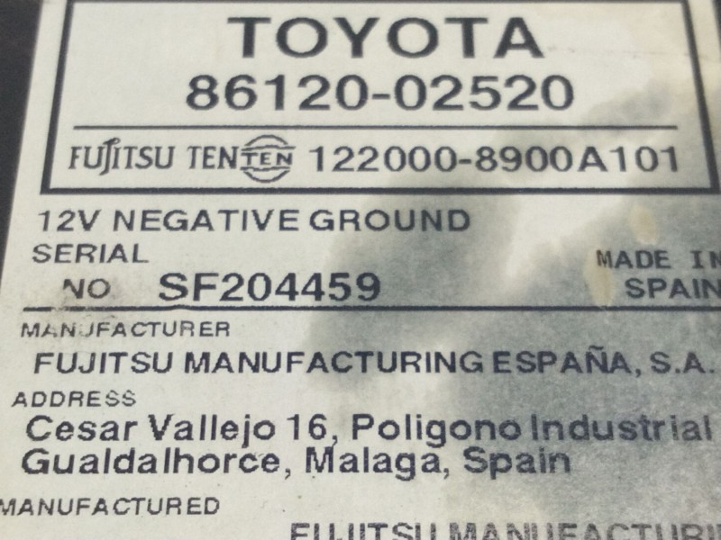 Recambio de sistema audio / radio cd para toyota auris (_e15_) 2.0 d-4d (ade150_) referencia OEM IAM 8612002520  