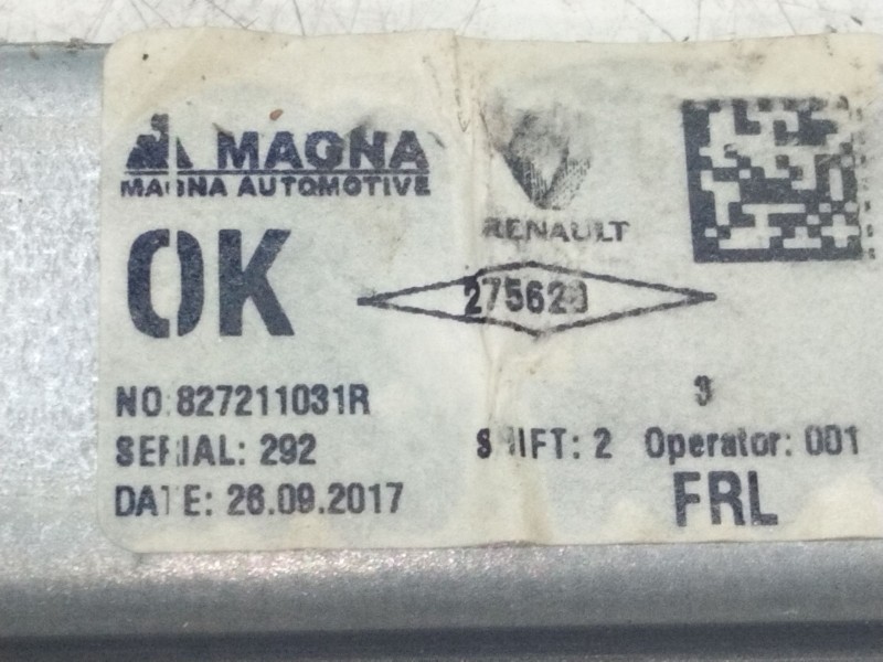 Recambio de elevalunas trasero izquierdo para dacia logan mcv ii stepway referencia OEM IAM 827211031R  