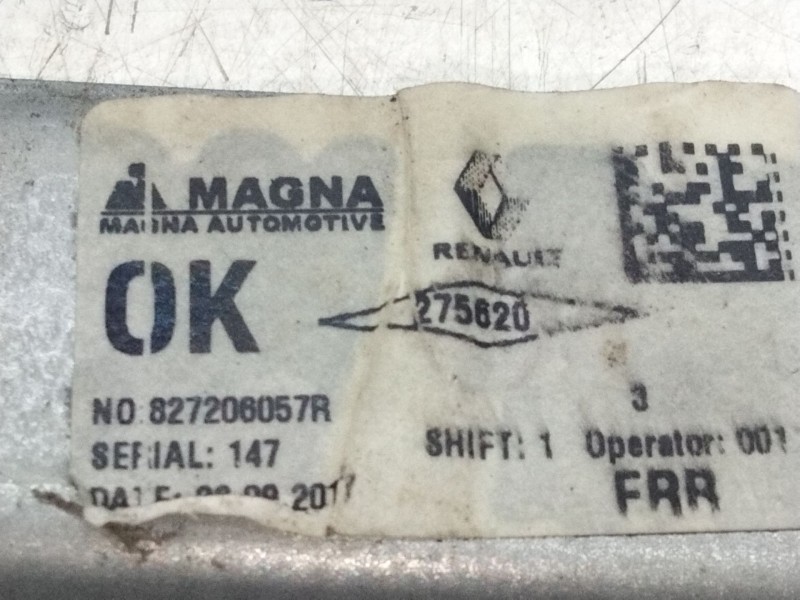 Recambio de elevalunas trasero derecho para dacia logan mcv ii stepway referencia OEM IAM 827206057R  