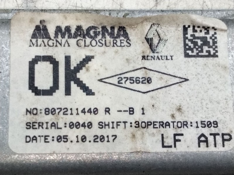 Recambio de elevalunas delantero izquierdo para dacia logan mcv ii stepway referencia OEM IAM 807211440R  