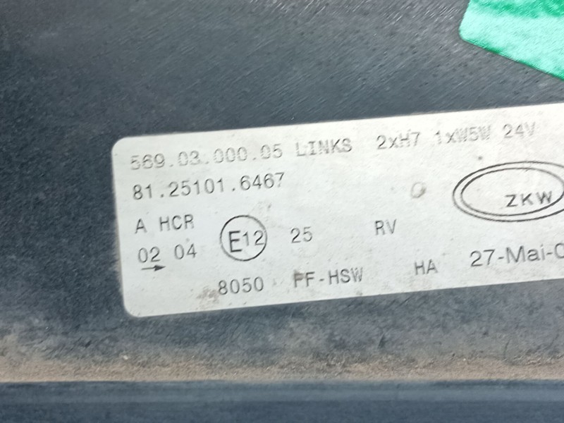 Recambio de faro izquierdo para man tgl 12.210 tgl 12.210 4x2bb referencia OEM IAM 81251016467  