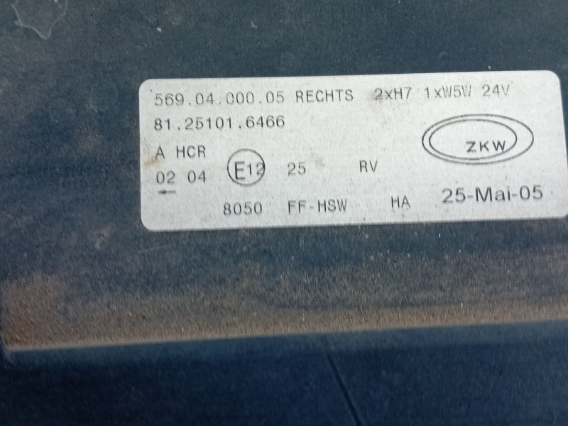 Recambio de faro derecho para man tgl 12.210 tgl 12.210 4x2bb referencia OEM IAM   