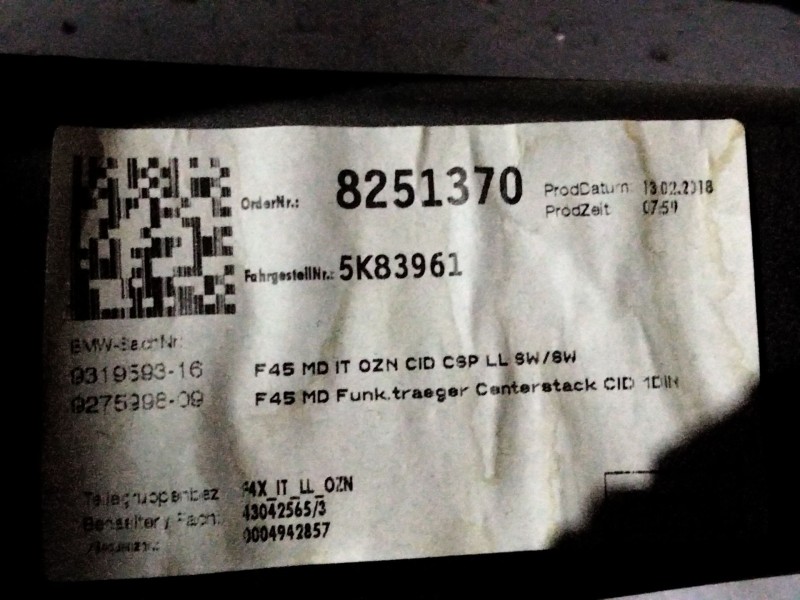 Recambio de salpicadero para bmw 2 gran tourer (f46) 218 d referencia OEM IAM 9319593  