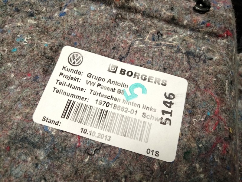 Recambio de guarnecido puerta trasera izquierda para volkswagen passat b8 variant (3g5, cb5) 2.0 tdi referencia OEM IAM 3G086741