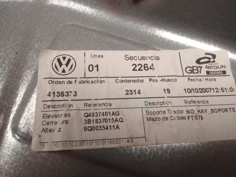 Recambio de elevalunas delantero izquierdo para volkswagen polo (9n_, 9a_) 1.4 16v referencia OEM IAM   