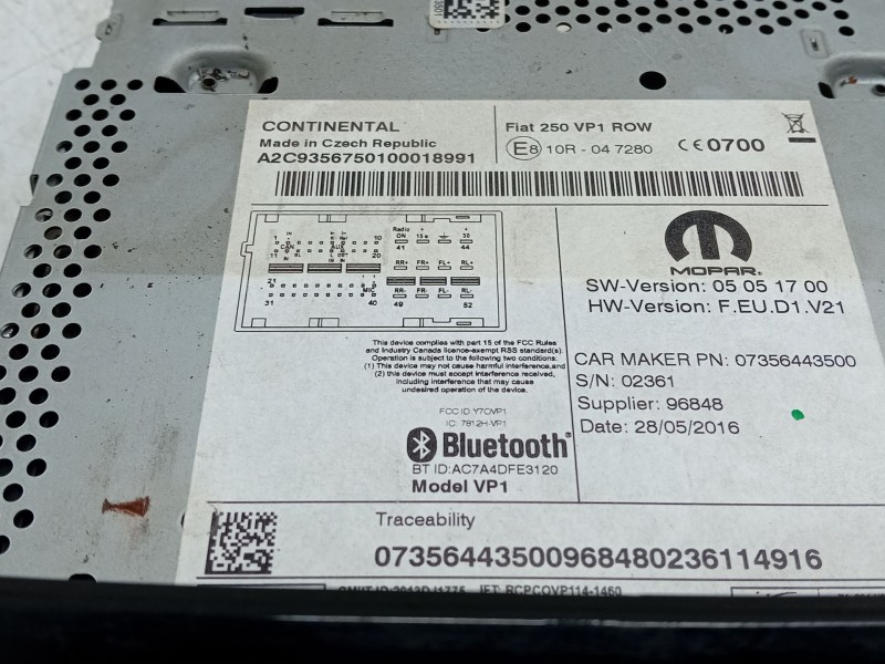 Recambio de sistema audio / radio cd para fiat ducato furgón (250_) 180 multijet 2,3 d referencia OEM IAM   