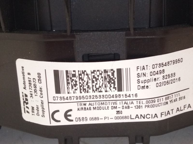 Recambio de airbag delantero izquierdo para fiat ducato furgón (250_) 180 multijet 2,3 d referencia OEM IAM 07354879950  