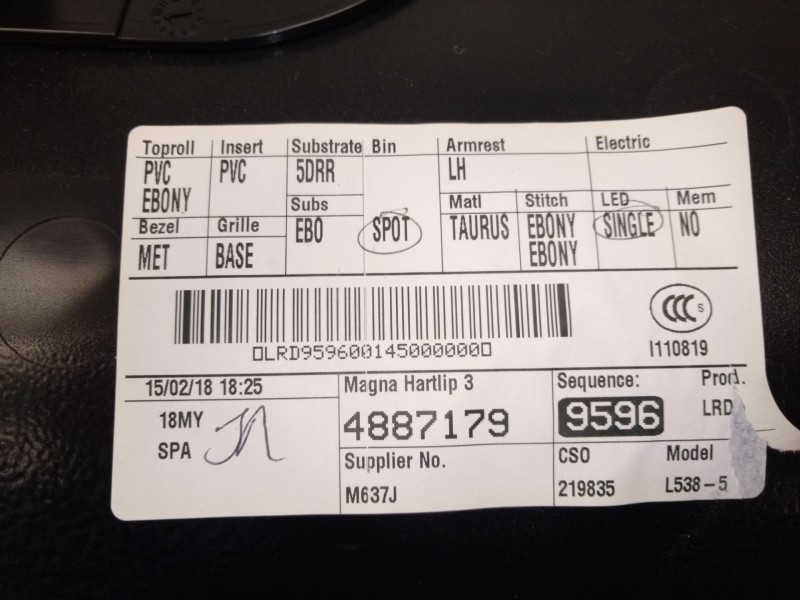 Recambio de guarnecido puerta trasera izquierda para land rover evoque 2.0 td4 cat referencia OEM IAM BJ3225569  