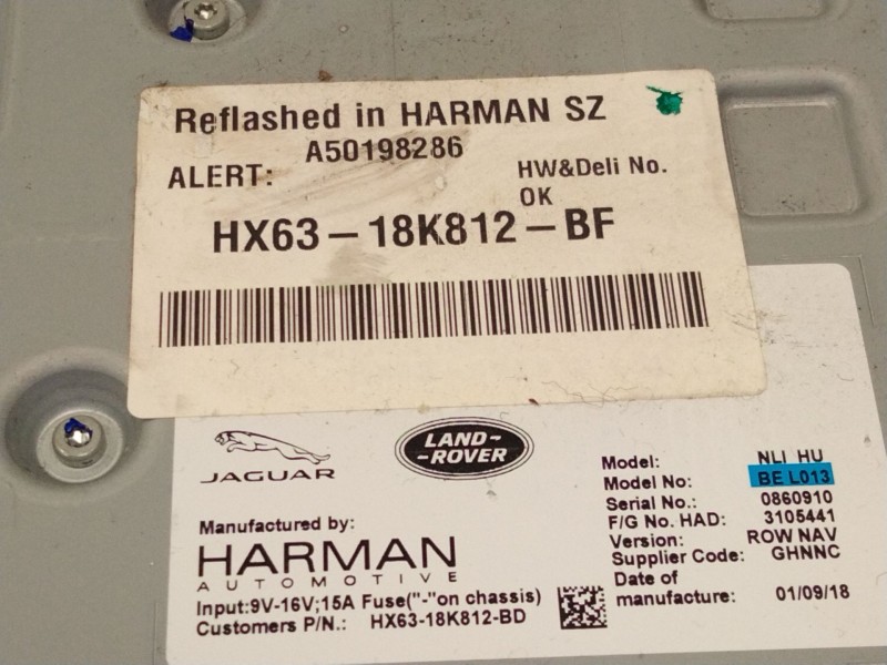 Recambio de sistema audio / radio cd para land rover evoque 2.0 td4 cat referencia OEM IAM HX6318K812  