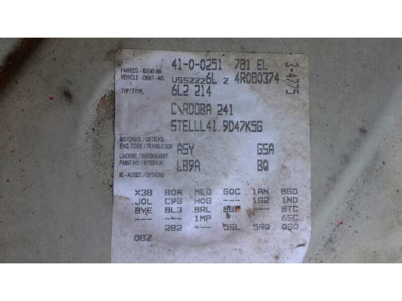 seat cordoba berlina (6l2) del año 2003