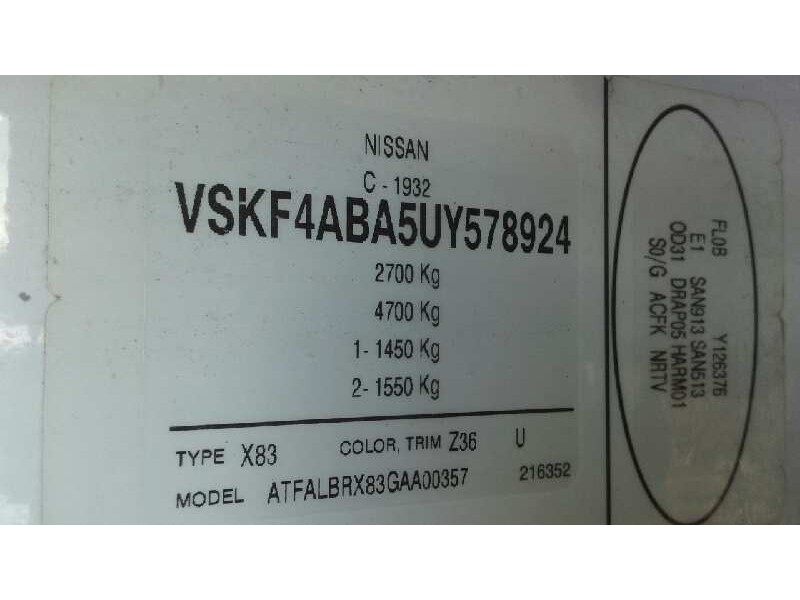 nissan primastar (x83) del año 2005