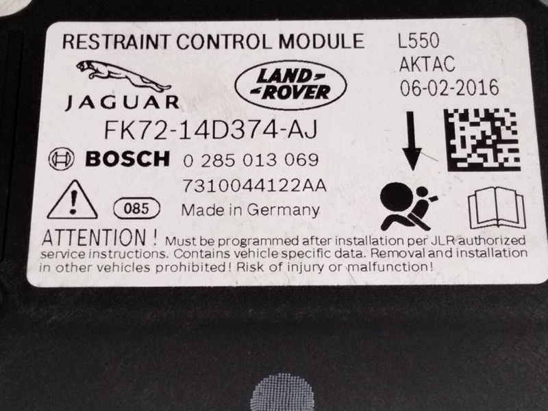 Recambio de centralita airbag para land rover discovery sport (l550) 2.0 d referencia OEM IAM FK7214D374  