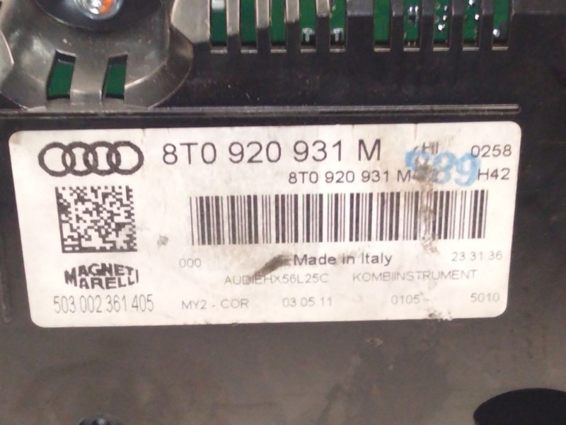Recambio de cuadro instrumentos para audi a5 (8t3) 2.0 tdi referencia OEM IAM 8T0920931  