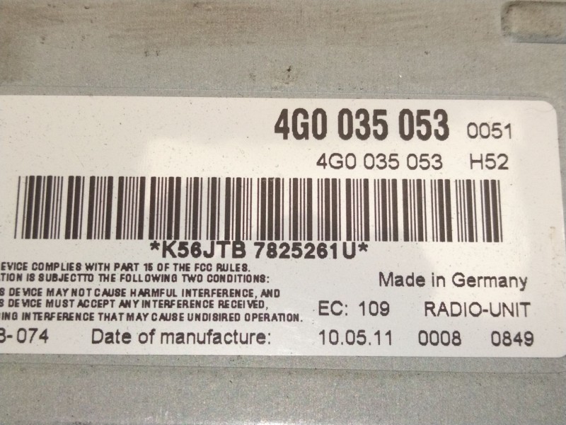 Recambio de sistema audio / radio cd para audi a5 (8t3) 2.0 tdi referencia OEM IAM 4G0035053  