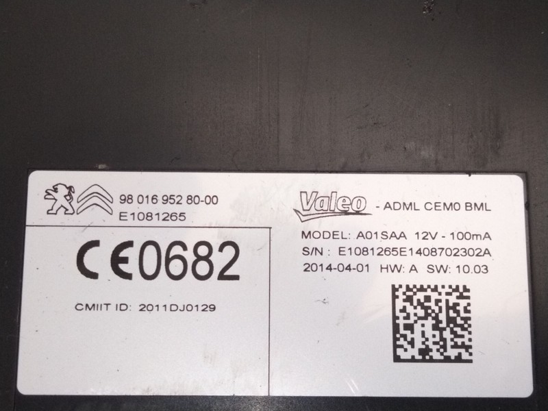 Recambio de modulo electronico para citroën c4 picasso ii 2.0 bluehdi 150 referencia OEM IAM 9601695280  