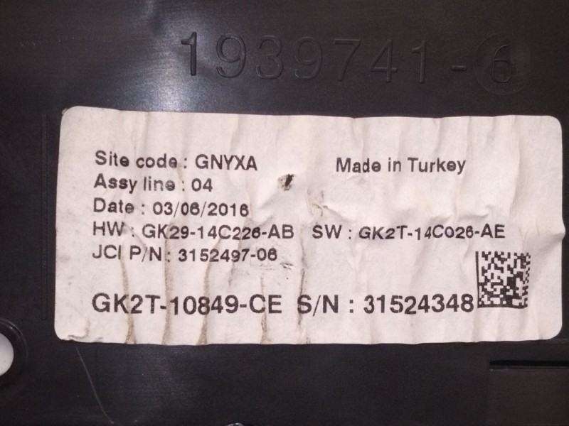 Recambio de cuadro instrumentos para ford transit custom v362 furgón (fy, fz) 2.0 ecoblue referencia OEM IAM GK2T10849  