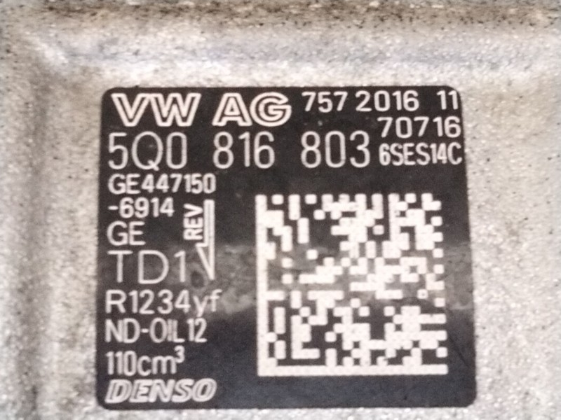 Recambio de compresor aire acondicionado para volkswagen golf vii (5g1, bq1, be1, be2) 2.0 tdi referencia OEM IAM 5Q0816803  