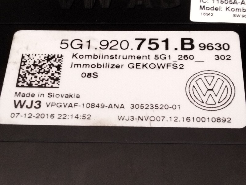 Recambio de cuadro instrumentos para volkswagen golf vii (5g1, bq1, be1, be2) 2.0 tdi referencia OEM IAM 5G1920751  