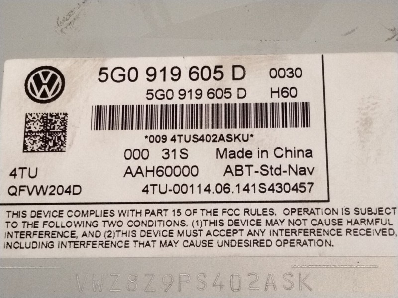 Recambio de sistema navegacion gps para volkswagen golf vii sportsvan advance bluemotion tech referencia OEM IAM 5G0919605  