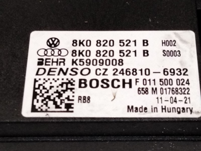 Recambio de resistencia calefaccion para audi a5 (8t3) 2.0 tdi referencia OEM IAM 8K0820521  