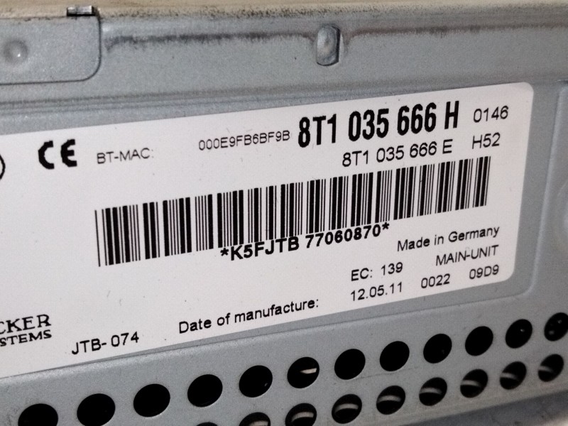 Recambio de sistema audio / radio cd para audi a5 (8t3) 2.0 tdi referencia OEM IAM 8T1035666  