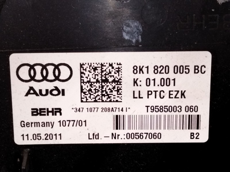Recambio de calefaccion entera normal para audi a5 (8t3) 2.0 tdi referencia OEM IAM 8K1820005  