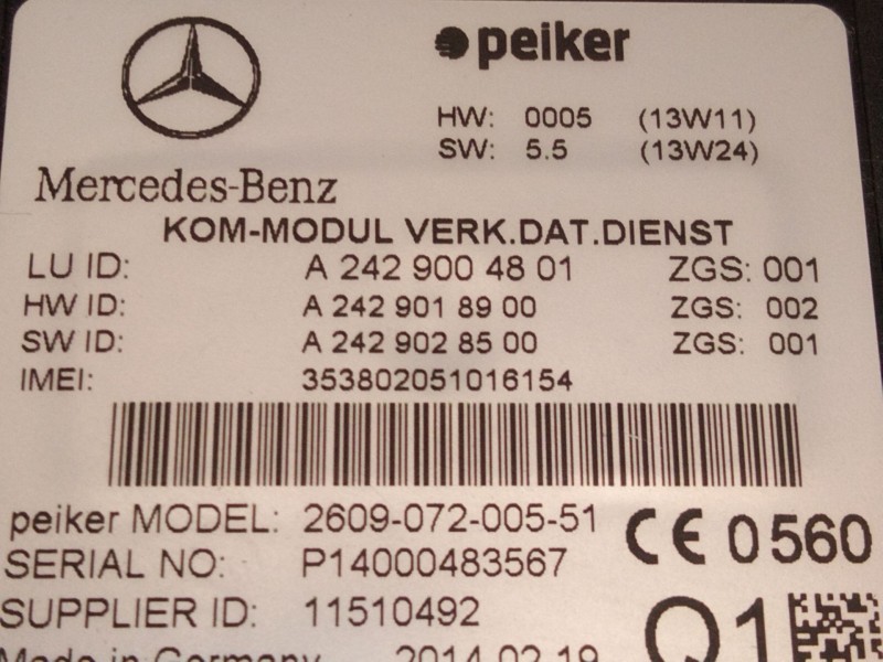 Recambio de modulo electronico para mercedes-benz clase c (w205) c 220 bluetec / d (205.002, 205.004) referencia OEM IAM A242900