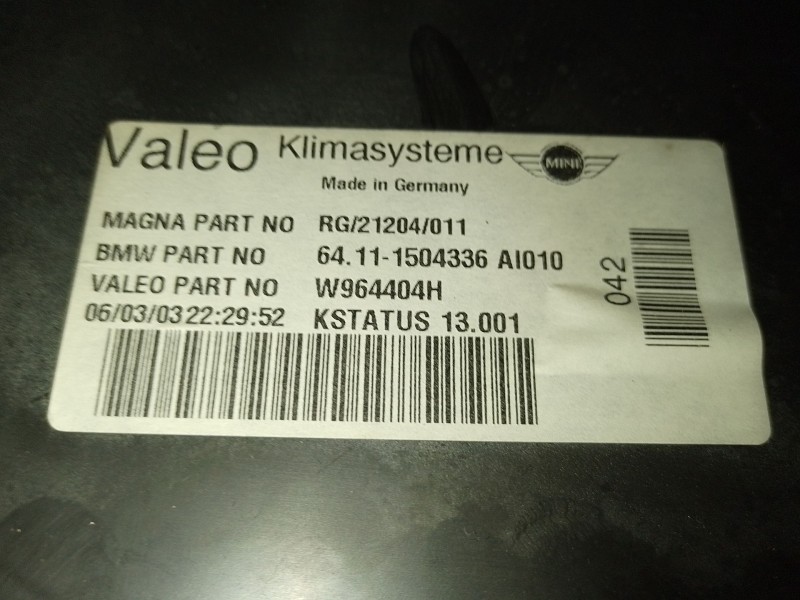 Recambio de calefaccion entera normal para mini mini (r50, r53) one referencia OEM IAM   