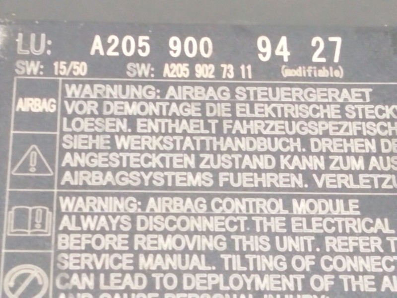 Recambio de centralita airbag para mercedes-benz clase c (w205) c 220 bluetec / d (205.002, 205.004) referencia OEM IAM A2059009