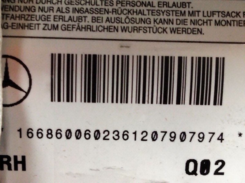 Recambio de airbag lateral derecho para mercedes-benz clase m (w166) ml 350 cdi bluetec edition 1 (166.024) referencia OEM IAM 1