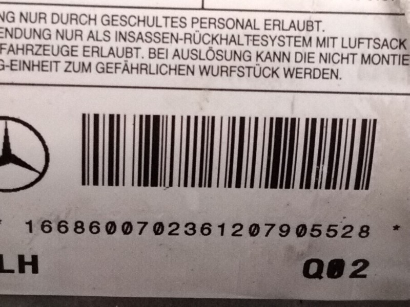 Recambio de airbag lateral izquierdo para mercedes-benz clase m (w166) ml 350 cdi bluetec edition 1 (166.024) referencia OEM IAM