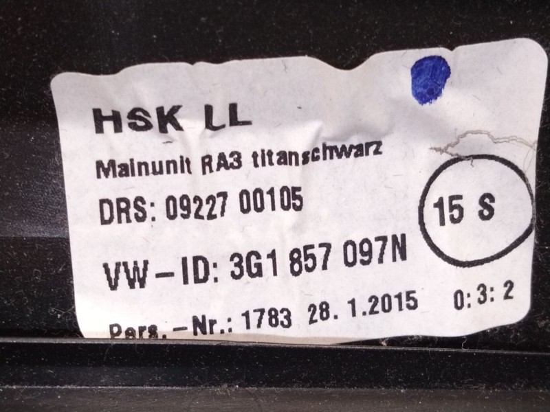 Recambio de guantera para volkswagen passat b8 variant (3g5, cb5) 2.0 tdi 4motion referencia OEM IAM 3G1857097  