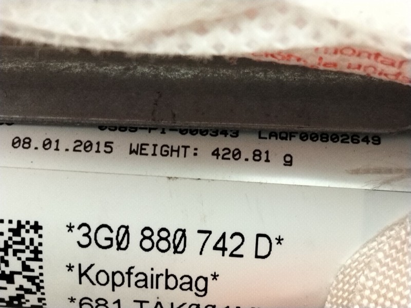 Recambio de airbag cortina trasero derecho para volkswagen passat b8 variant (3g5, cb5) 2.0 tdi 4motion referencia OEM IAM 3G088