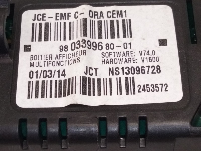 Recambio de pantalla multifuncion para peugeot 5008 (0u_, 0e_) 1.6 16v referencia OEM IAM 9803399680  