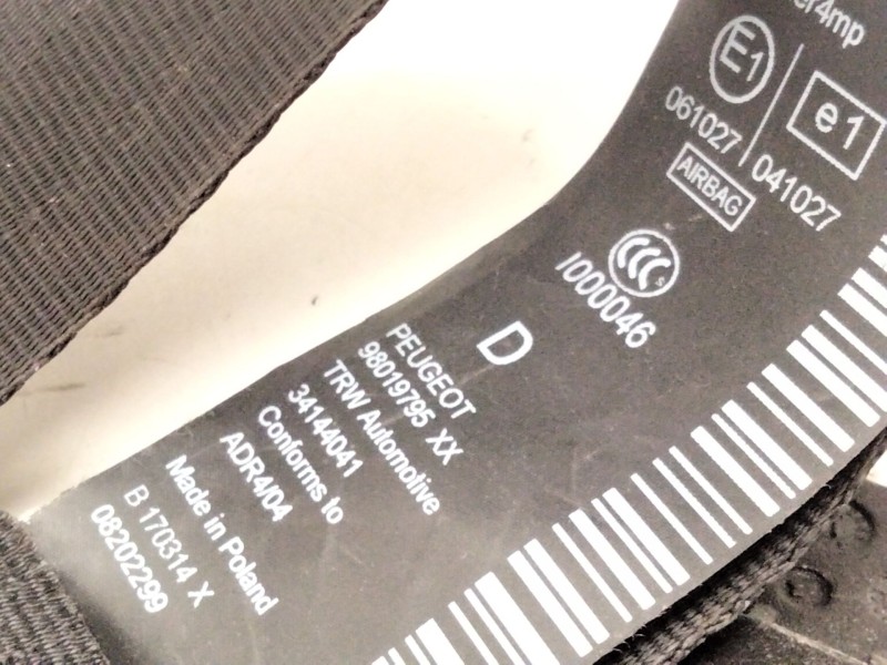 Recambio de cinturon seguridad delantero derecho para peugeot 5008 (0u_, 0e_) 1.6 16v referencia OEM IAM 98019795  