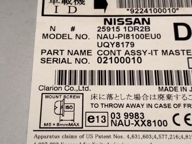 Recambio de sistema audio / radio cd para infiniti ex 30d referencia OEM IAM 259151DR2B  